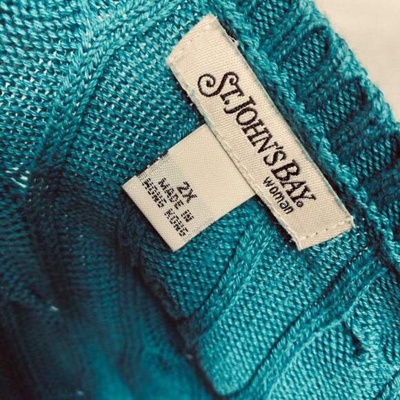 Vintage St John’s Bay Teal Twist Knit Sweater - Picture 2 of 10